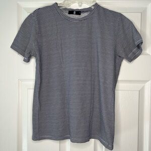 Navy & White Striped Cotton Tee (Unisex Youth 14A / Women’s XS-S Equivalent)